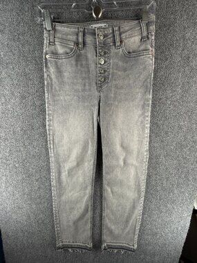 Paige Cindy Crop 24 Denim Gray Jeans Cotton Blend Soft Faded Asphalt ACTL 24X26